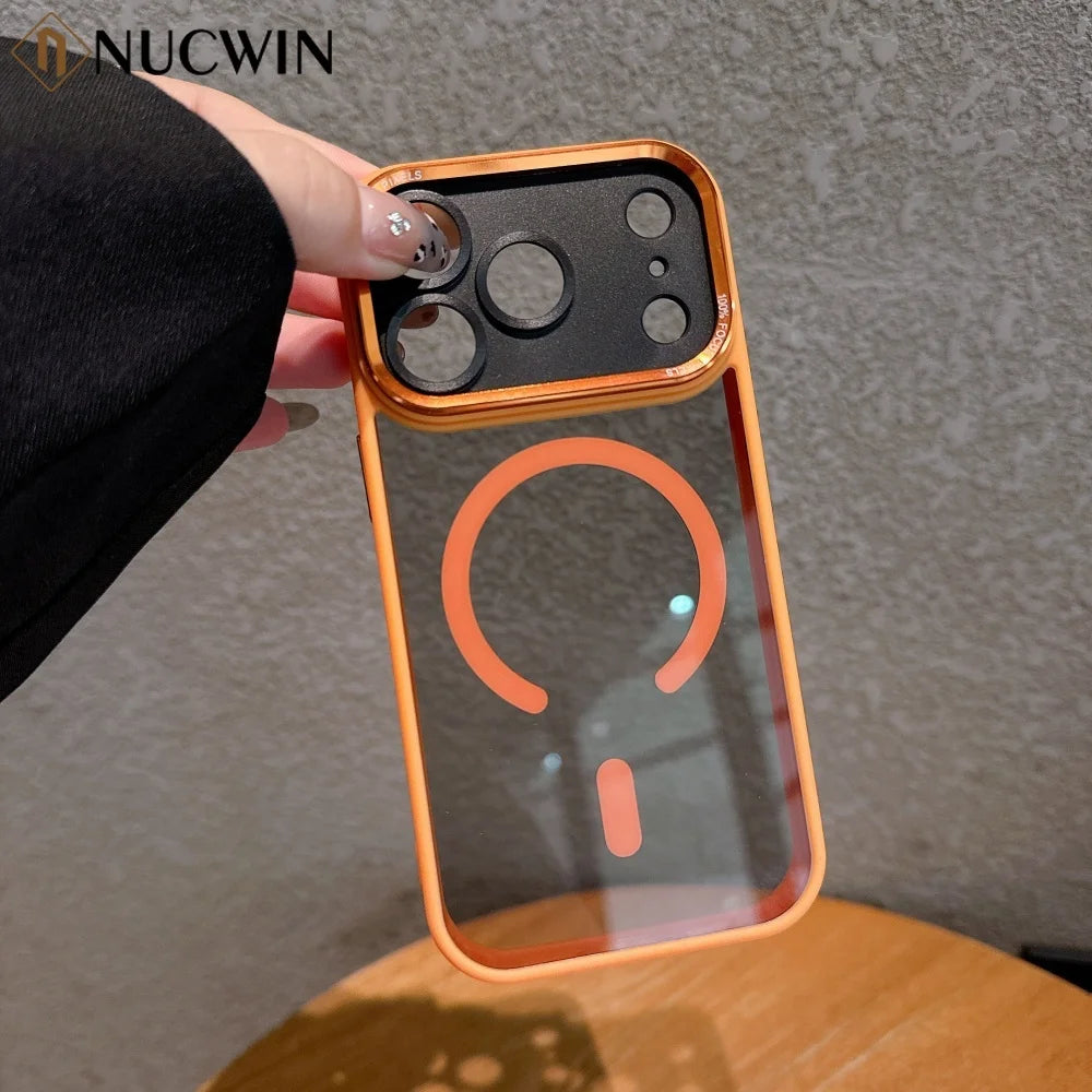 Transparent Magnetic Phone Case For iPhone 17 16 15 14 13 12 11 Pro Max Plus 17Air Metal Lens Protection Shockproof Hard Cover RELUX.STORE