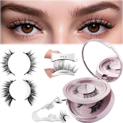 2 Pairs Magnetic Eyelash Natural Look Fluffy False Eyelashes Reusable Magnetic Eyelash Set with Applicator No Glue Need Makeup RELUX.STORE