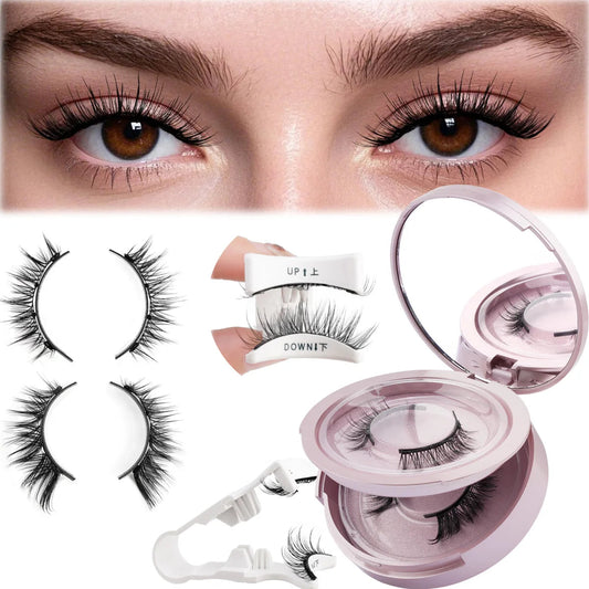2 Pairs Magnetic Eyelash Natural Look Fluffy False Eyelashes Reusable Magnetic Eyelash Set with Applicator No Glue Need Makeup RELUX.STORE