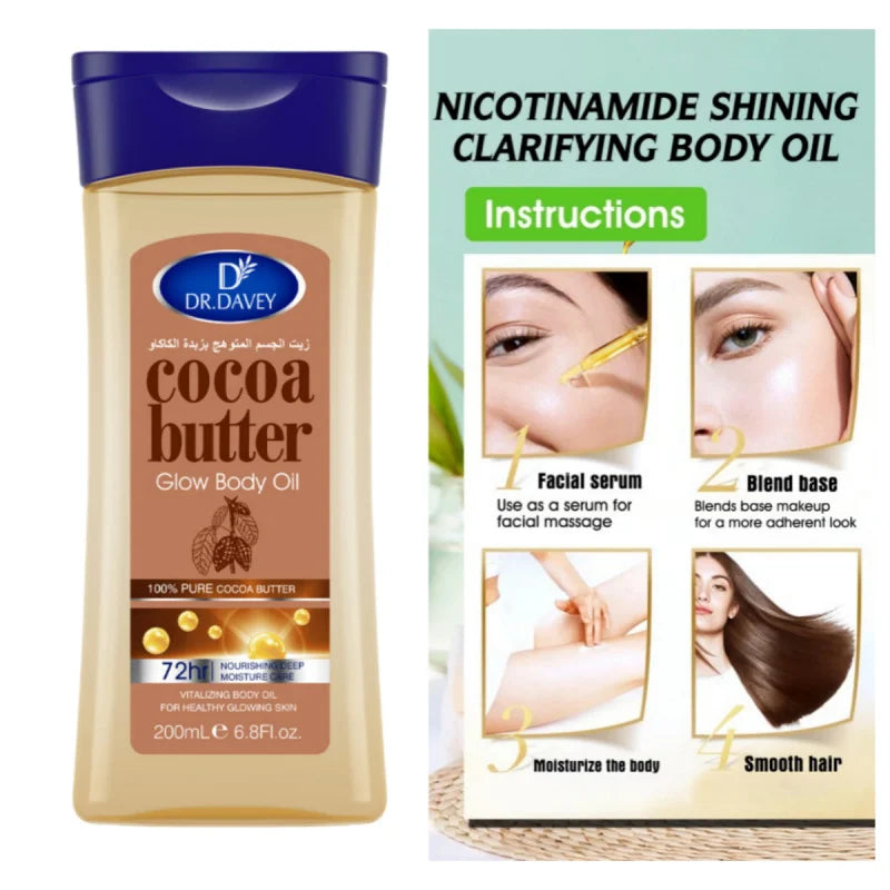 Cocoa Butter Body Oil Cocoa Butter Glow Body Oil Body Oil Skin Care Essential Oil，Suitable for all skin types，VITALIZING BODY OI RELUX.STORE
