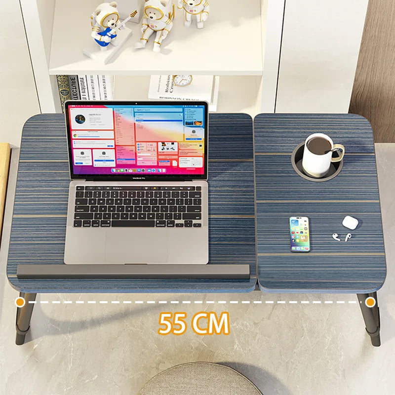 Foldable Bed Desk Adjustable Laptop Table with 5-Level Height Study Tray for Kids & Students Portable Nightstand for Dorm/Home