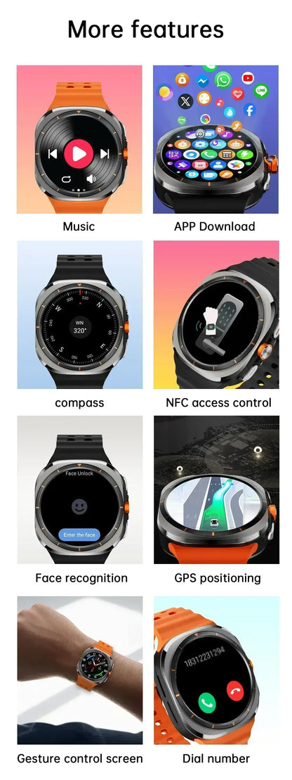 2025 New W7 5G Fitness Smart Watch Full Network GPS NFC Call Information Display Men's Sports Watch Application Download