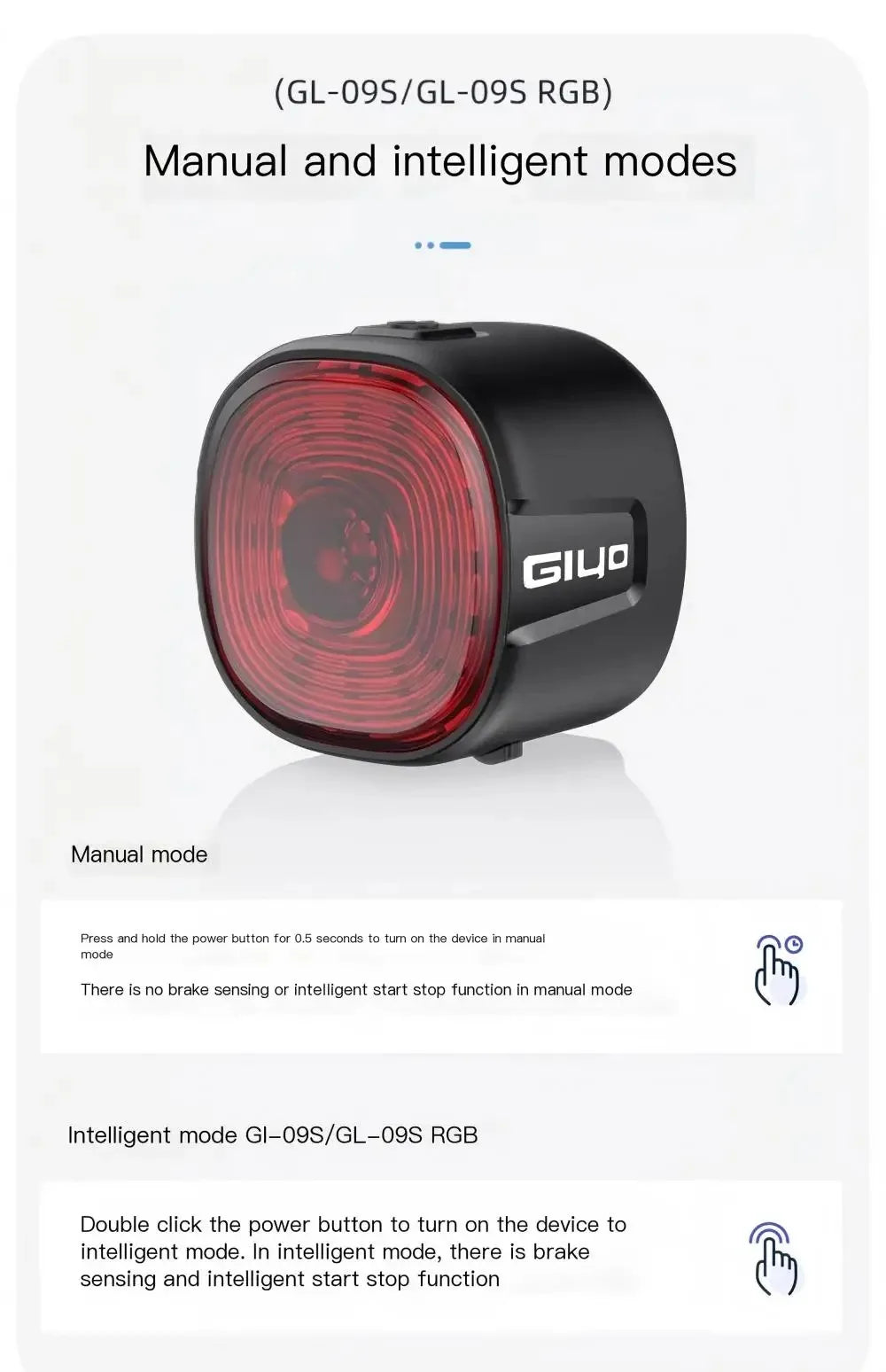 GlYO Auto Brake Sensing Bicycle Tail Light -USBRechargeable, lP66 Waterproof LED WarningLight for MTB & Road Bike Night Safety