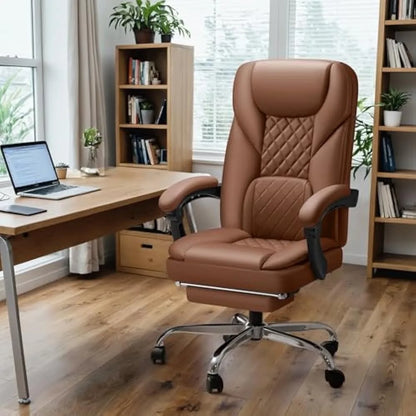 Office Chairs Big &Tall Office Chair, High Back Leather Chair with Footrest, Reclining Ergonomic Executive Suppo Office Chairs