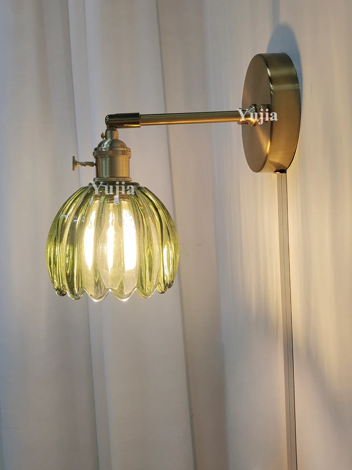 Modern Japanese Retro Floral Glass Wall Lamp Modern Simple Bedside Lamp For Bedroom Study Led Mirror Light Nordic Wall Sconce