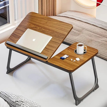 Foldable Bed Desk Adjustable Laptop Table with 5-Level Height Study Tray for Kids & Students Portable Nightstand for Dorm/Home
