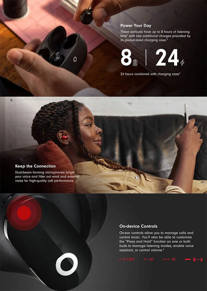 UYUXIO Wireless Earphone Cancelling Bluetooth 5.3 HiFi Buds ENC Headphone TWS Earbuds Transparency Mode for iPhone Samsung