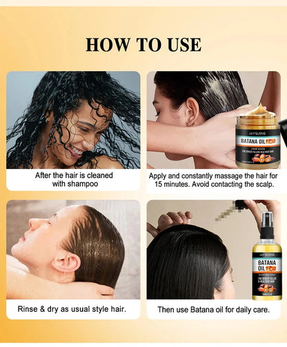 Fast Hair Growth Set Batana Oil Traction Alopecia Hair Mask Anti Break Loss Hair Growth Oil Baldness Treatment Hair Health Care
