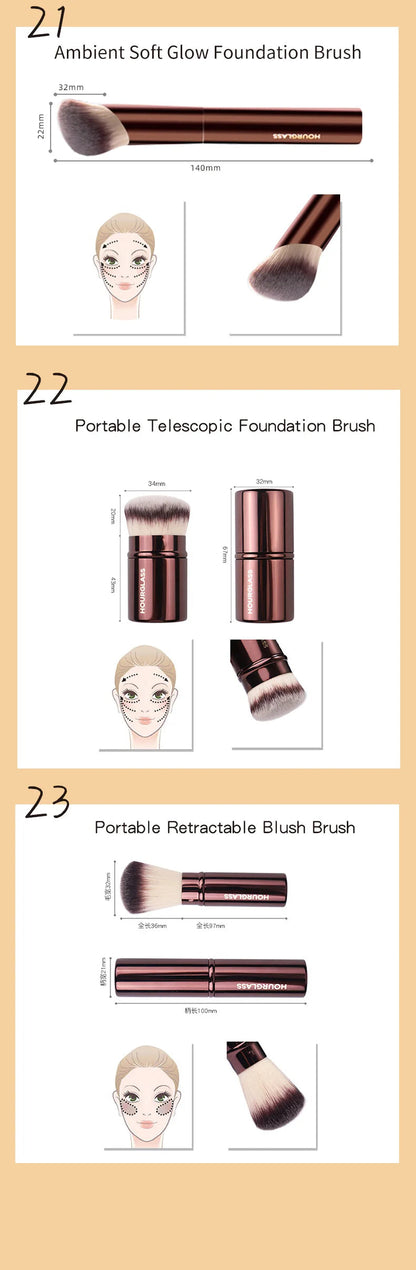 Hourglass Makeup Brushes Powder Foundation Concealer Blusher Bronzer Eye Shadow Eyebrow Eyeliner Sculpting Brush RELUX.STORE