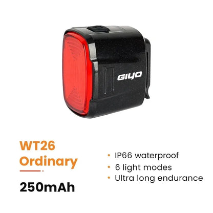 GlYO Auto Brake Sensing Bicycle Tail Light -USBRechargeable, lP66 Waterproof LED WarningLight for MTB & Road Bike Night Safety