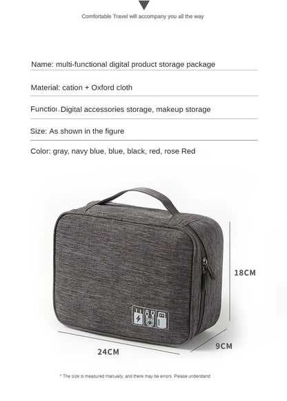 Handheld Digital Bag Multifunctional Large Capacity Moistureproof Mesh Earphone Charger Data Cable USB Travel Protective Case1PC