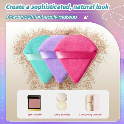 10/20Pcs Triangle Velvet Powder Puff Pizza Flours Mini Face Makeup Sponge Cosmetics Washable Lightweight Makeup Tool RELUX.STORE