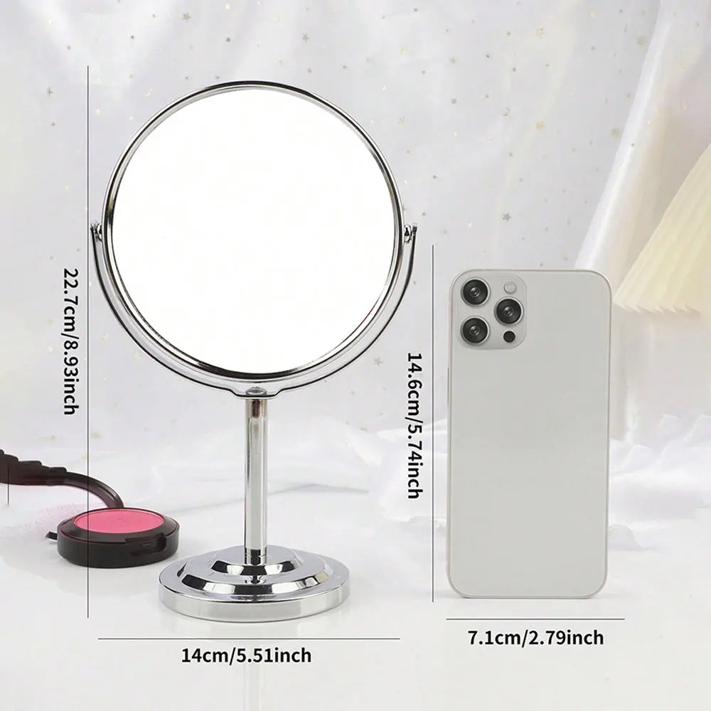 3/4/5in Double-Side Makeup Mirror With 2X Magnification Clear Reflection And Easy To Carry Desktop Vanity Mirror With Stand