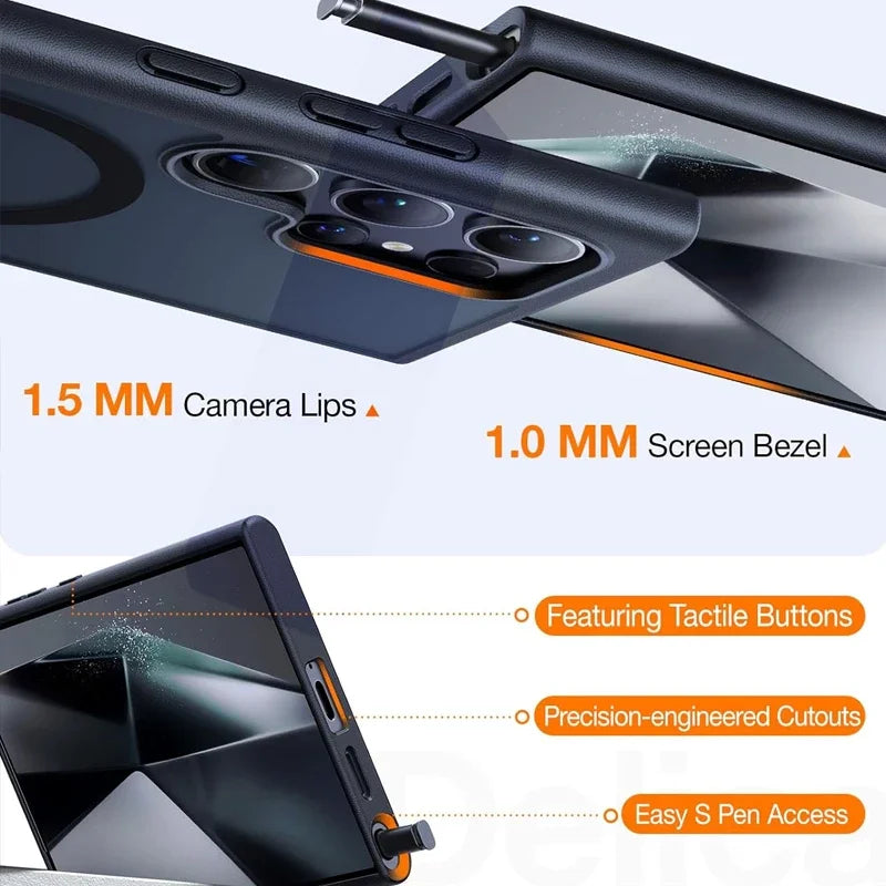 UYUXIO Magnetic Stand Mobile Phone Case for Samsung Galaxy S25 Ultra S24 S23 FE S22 Plus Cover with Kickstand Cases with Holder RELUX.STORE
