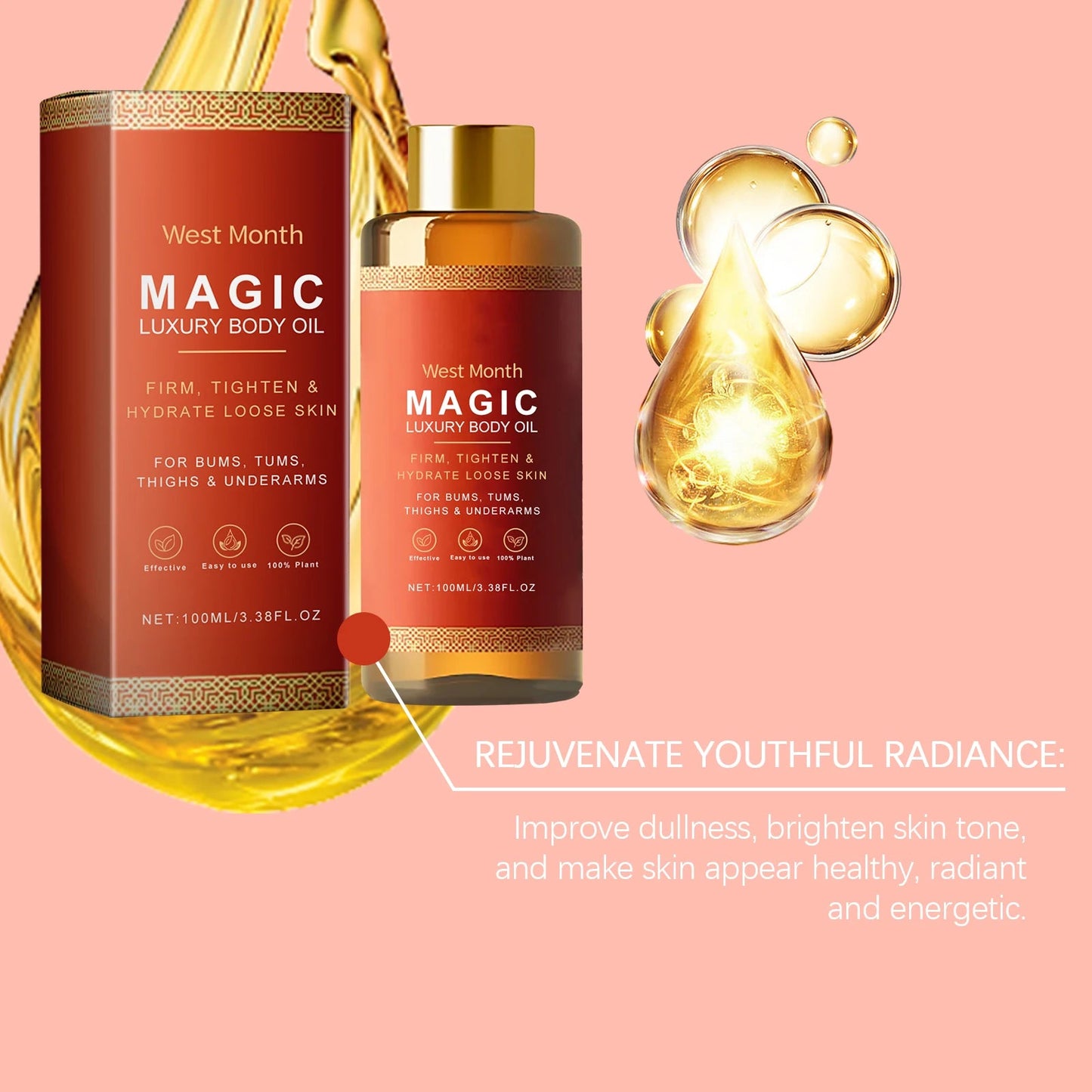 Body Firming Oil Deep Moisturizing Dry Skin Improve Sagging Skin Tightening Chest Thighs Nourishing Magic Luxury Body Care 100ml RELUX.STORE