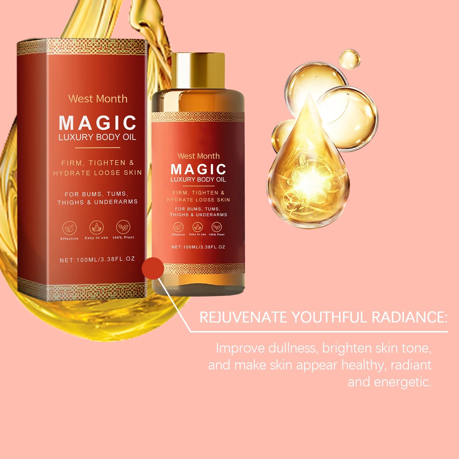 Body Firming Oil Deep Moisturizing Dry Skin Improve Sagging Skin Tightening Chest Thighs Nourishing Magic Luxury Body Care 100ml RELUX.STORE