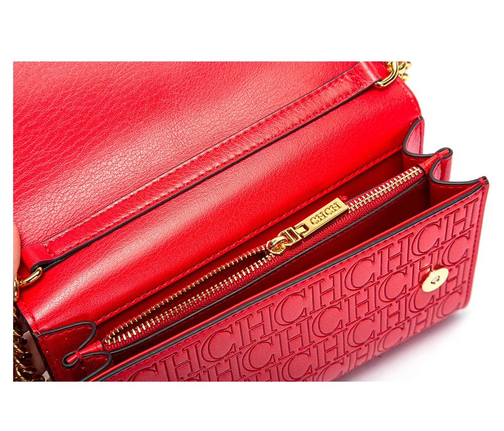 CHCH Women's Shoulder Bag New Magnetic Flip Chain Bag Brown Small Square Bag Wallet RELUX.STORE