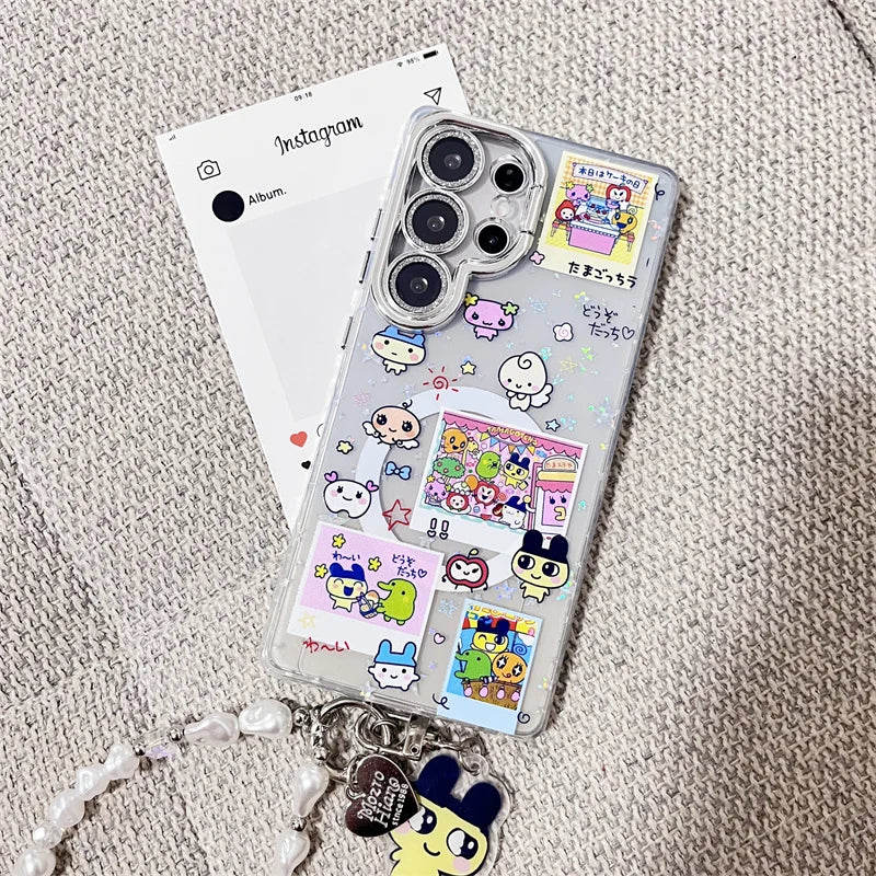 Kawaii Angel Baby Animal Phone Case For Samsung Galaxy S25 Ultra 24 Plus S23 S25 Edge Cover with Stand Chain Cute Magnetic Cases