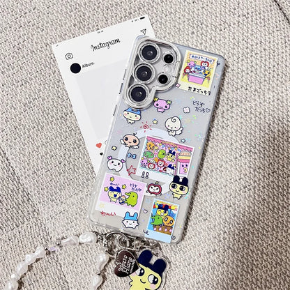 Kawaii Angel Baby Animal Phone Case For Samsung Galaxy S25 Ultra 24 Plus S23 S25 Edge Cover with Stand Chain Cute Magnetic Cases