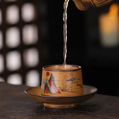 Handmade Ceramic Coffee Mug with Wooden Handle - Retro Tea Cup, Office Water Cup Filter Design, Unique Birthday Gift