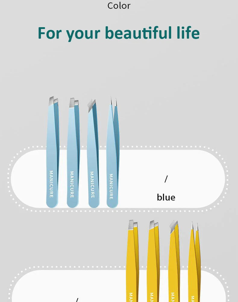 Eyebrow Tweezer Colorful Hair Beauty Fine Hairs Puller Stainless Steel Slanted Eye Brow Clips Removal Makeup Tools RELUX.STORE