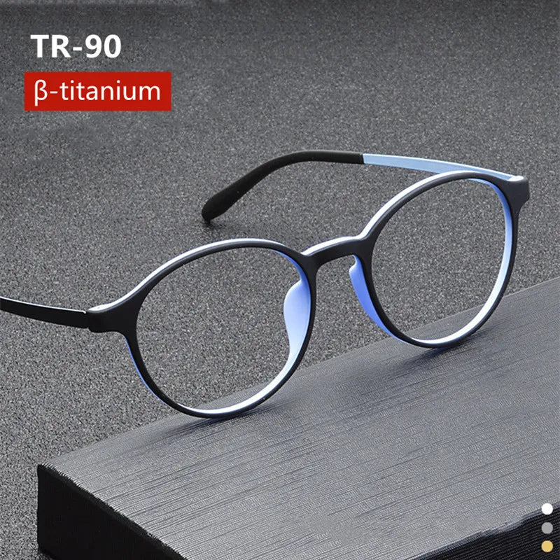 Ultralight Titanium Alloy TR90 Reading Glasses For Men And Women Retro Round Anti blue Light Presbyopia Glasses 0 +100 +150 +250 RELUX.STORE