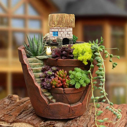 Nordic creative round succulent flower pot Lazy succulent pot succulent plant mini cartoon resin flower pot RELUX.STORE