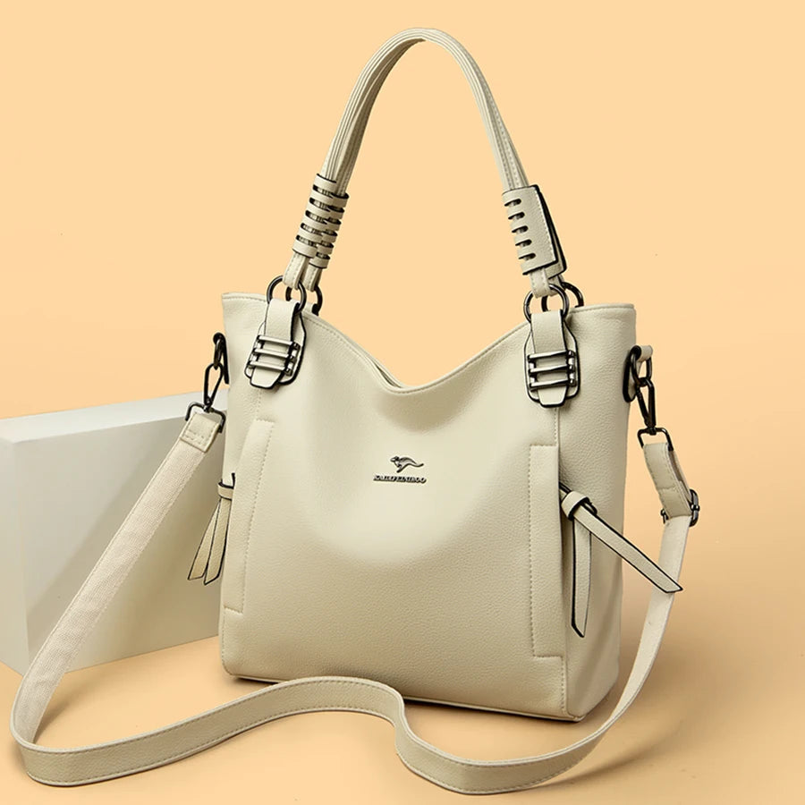 Luxury Soft Genuine Leather Handbag Fashion Women Shoulder Messenger Bag Solid Color Cowhide Tote Fashion Female Crossbody Sac RELUX.STORE