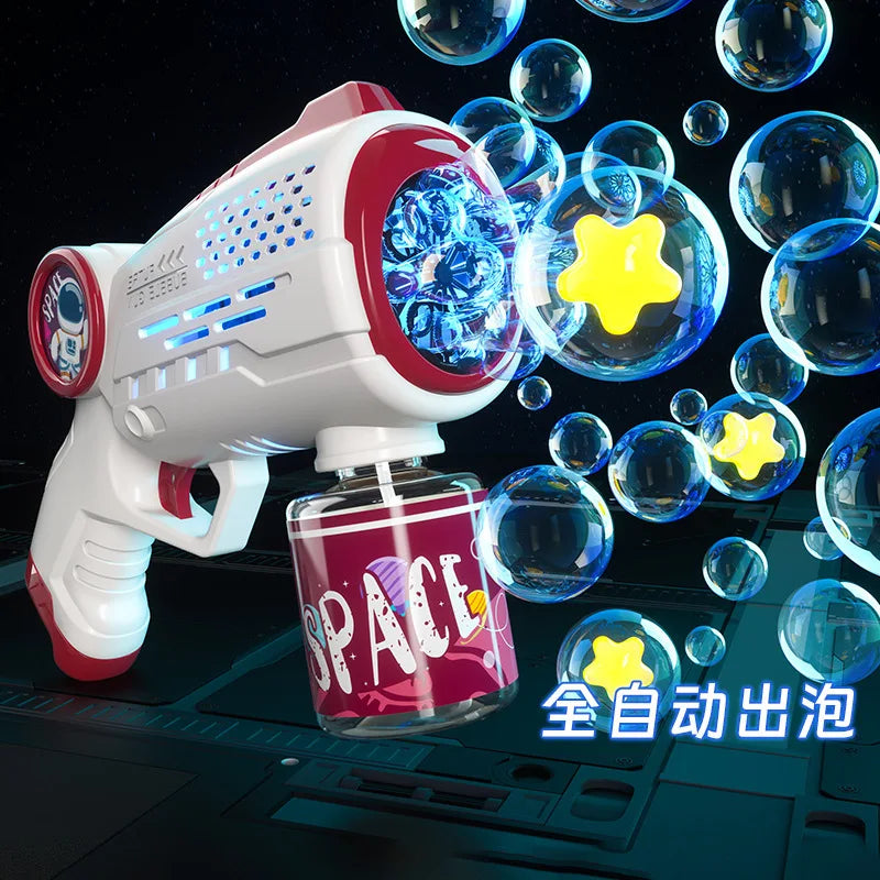 New Porous Astronaut Electric Bubble Gun Kid Toy Bubbles Machine Automatic Soap Blower with Light Summer Outdoor Party Games toy RELUX.STORE