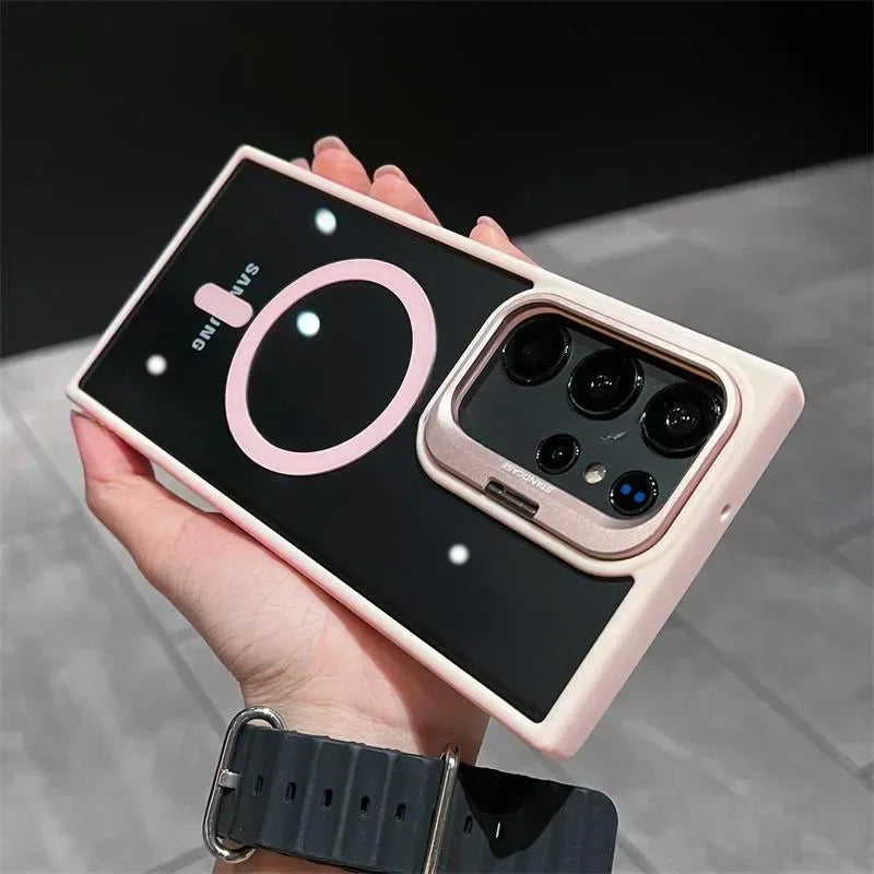 For Magsafe Hidden Holder Clear Case For Samsung Galaxy S25 S24 Ultra S22 Plus S23 FE Shockproof Magnetic Wirelesss Charge Cover RELUX.STORE