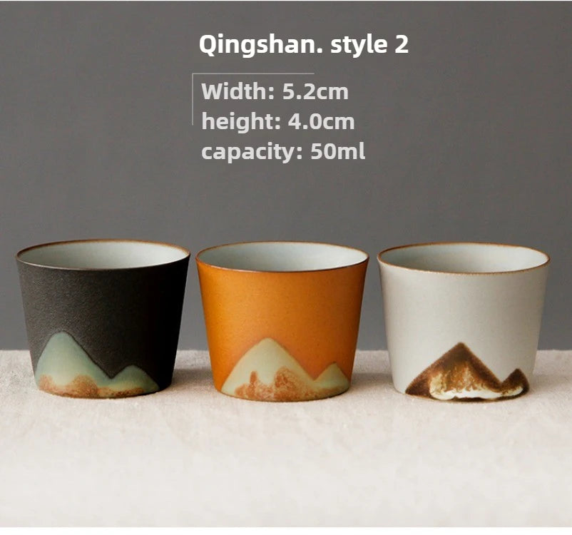 Handmade Ceramic Coffee Mug with Wooden Handle - Retro Tea Cup, Office Water Cup Filter Design, Unique Birthday Gift