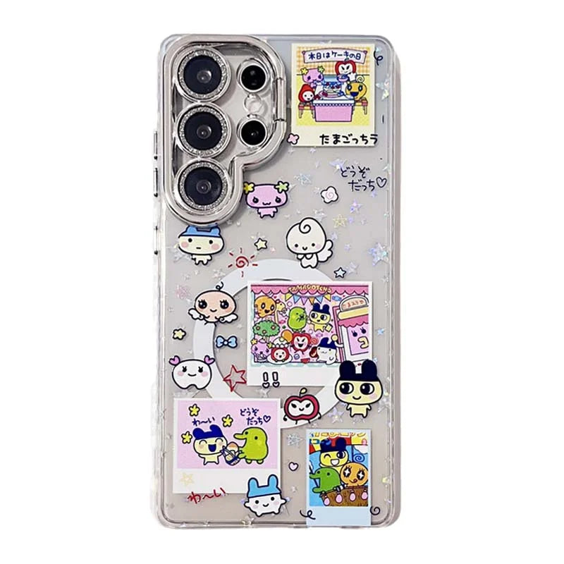 Kawaii Angel Baby Animal Phone Case For Samsung Galaxy S25 Ultra 24 Plus S23 S25 Edge Cover with Stand Chain Cute Magnetic Cases