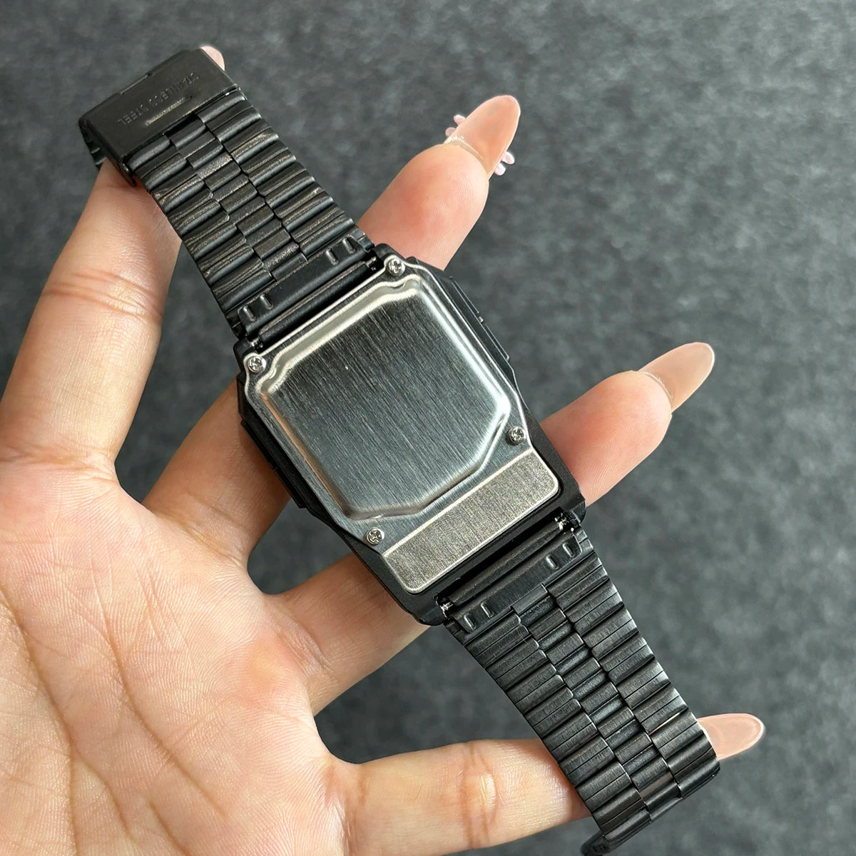 Computer Style Stainless Steel Strap Watch Men's Calculator Watch Multifunctional Led Watch Plastic Case Men's Watch Top Luxury
