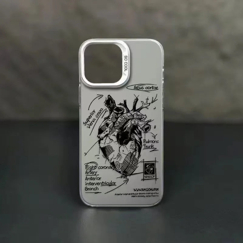 Creative Cardiovascular model Heart Medical Phone Case For iPhone 15 Pro Max 11 12 13 14 16 Pro XS XR 7 8 Plus Anti-drop Cover RELUX.STORE