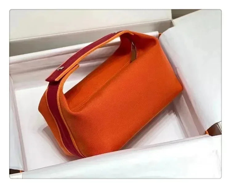 2024 New Large Capacity Canva Makeup Bag Soft Texture Fashionable Women's Shoulder Bag Color Blocking Handbag From China RELUX.STORE