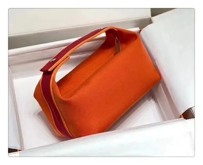 2024 New Large Capacity Canva Makeup Bag Soft Texture Fashionable Women's Shoulder Bag Color Blocking Handbag From China RELUX.STORE