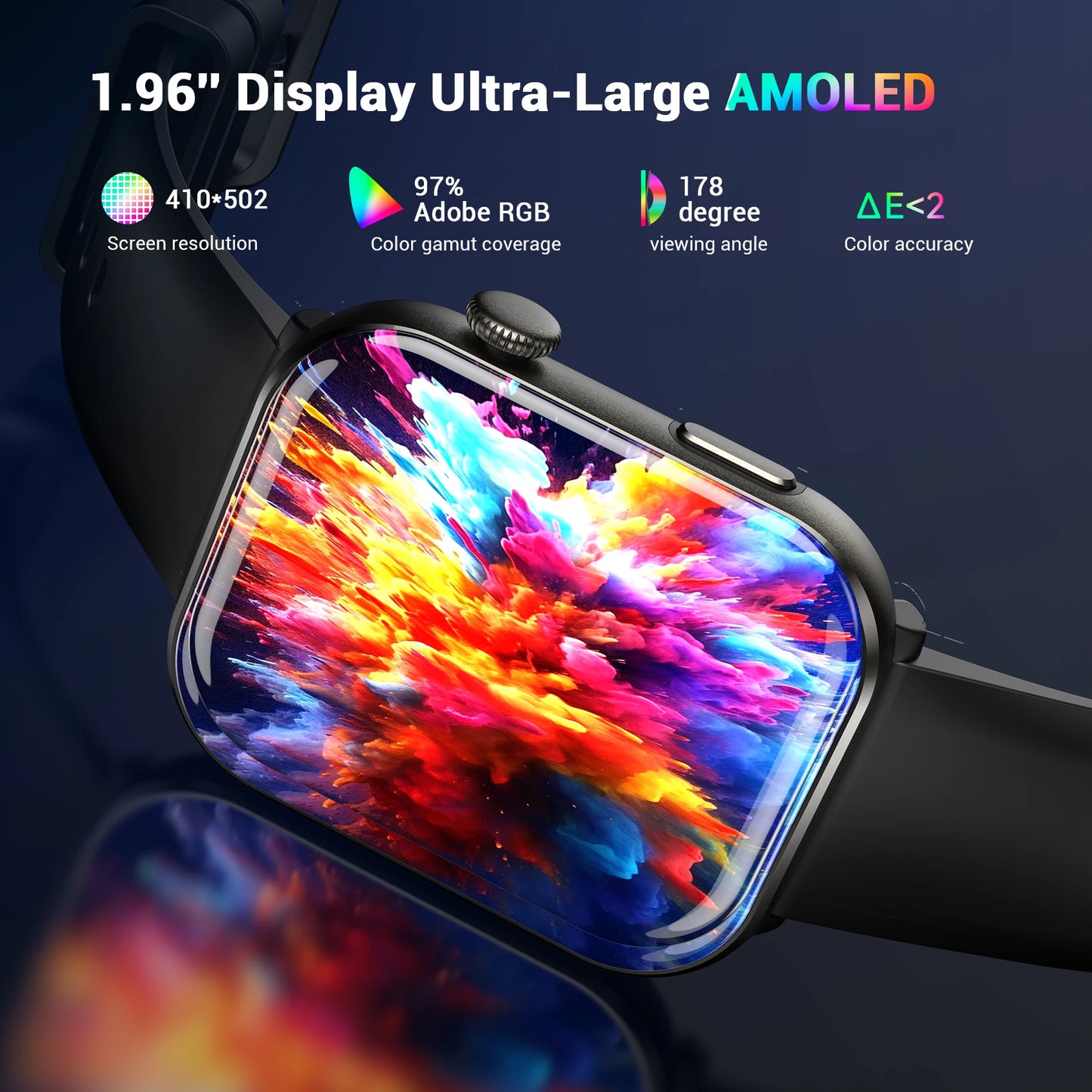 2025 Blackview R60 Bluetooth Call Smartwatch for Men Women 1.96'' AMOLED HD Screen Blood Oxygen Health Monitoring Fitness Watch