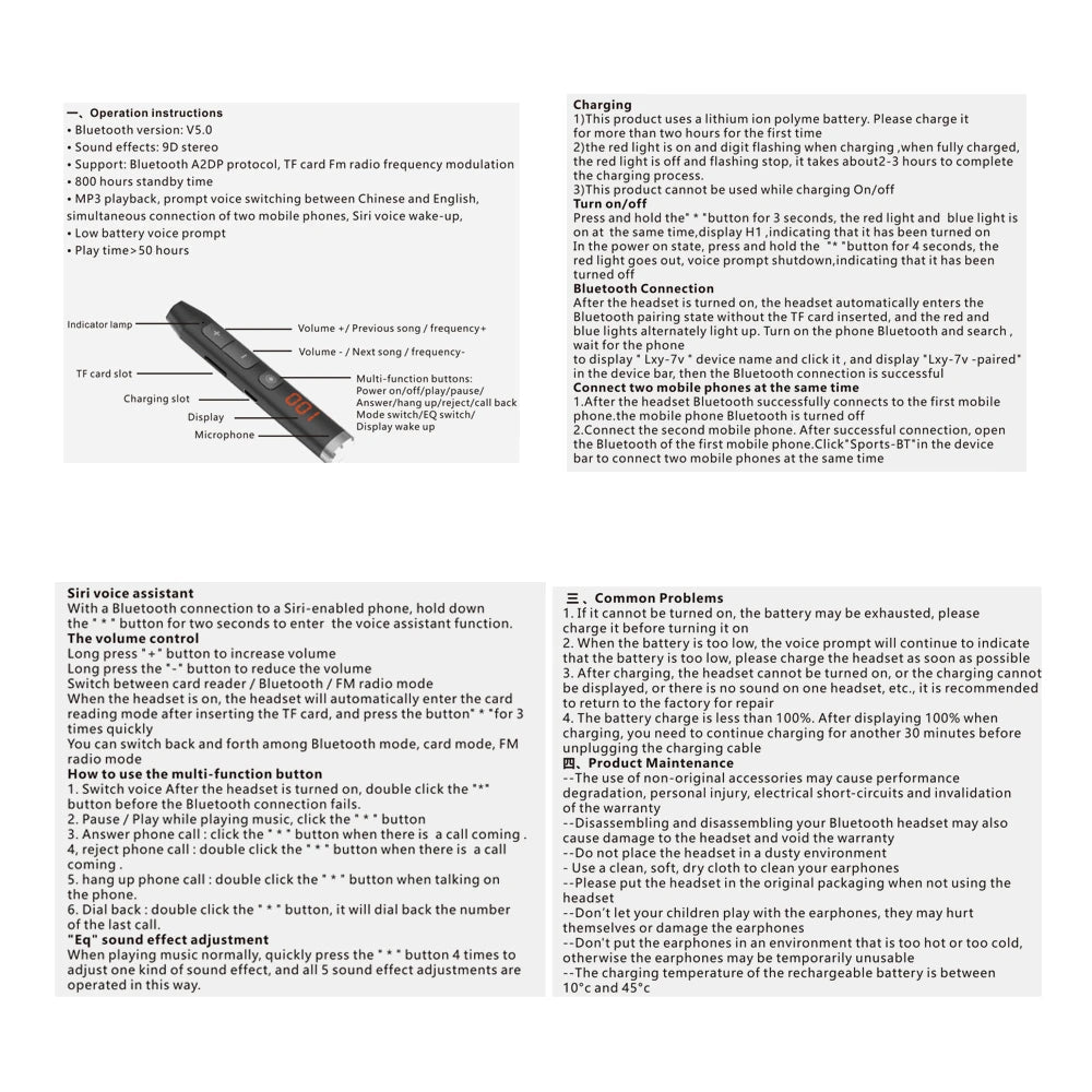 Wireless Headset Bluetooth 5.0 Earphone HiFi 9D Stereo Neck-Hanging Sport Headphone Support Bluetooth TF Card FM Audio Playback RELUX.STORE