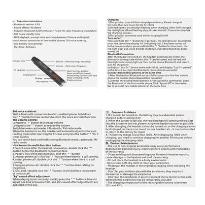 Wireless Headset Bluetooth 5.0 Earphone HiFi 9D Stereo Neck-Hanging Sport Headphone Support Bluetooth TF Card FM Audio Playback RELUX.STORE