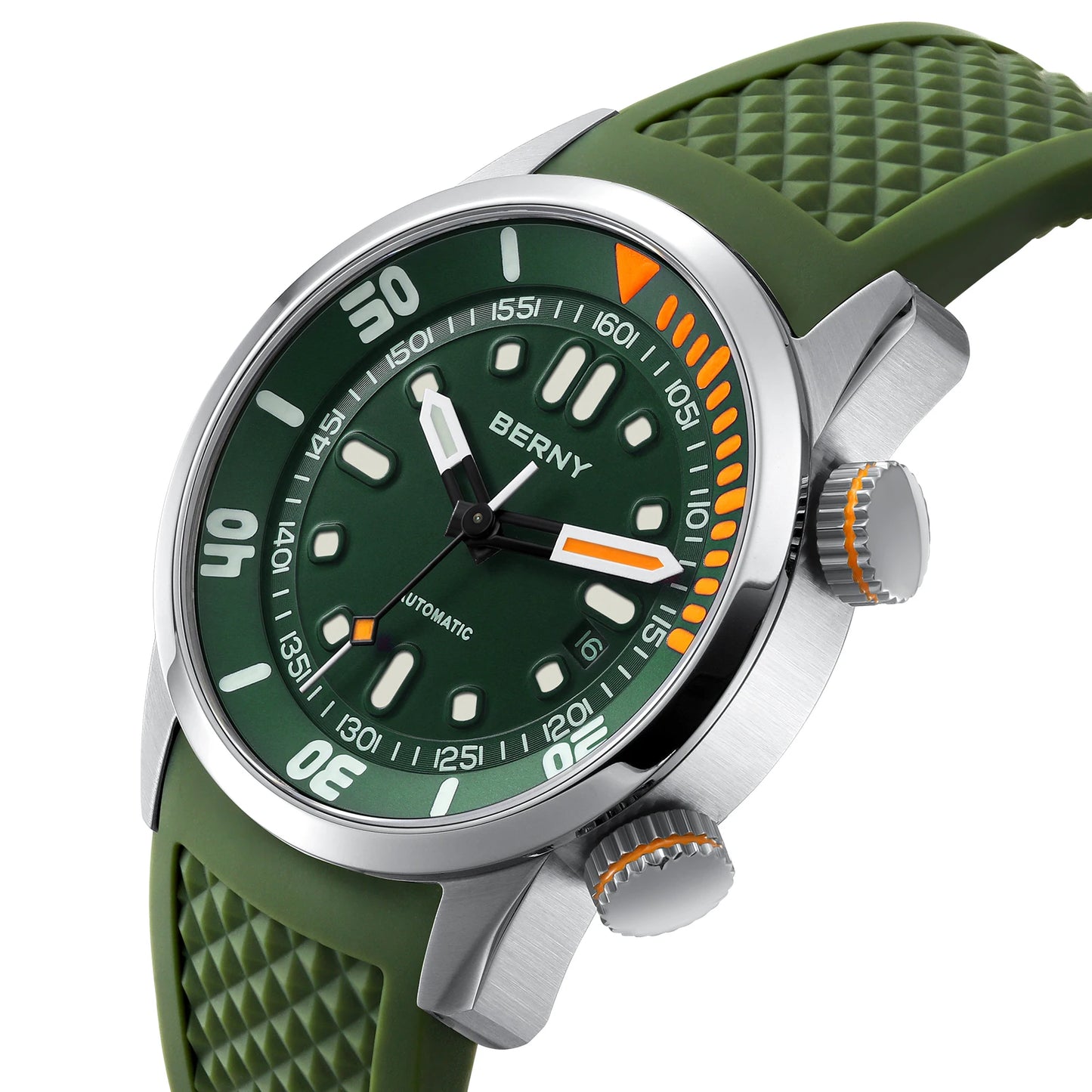 BERNY 20Bar Diver Men Mechanical Watch Miyota 8215 Super Luminous Sapphire Swiming Automatic Self Wind Silicone Men Wristwatch