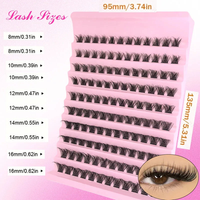 DIY Eyelash Extension Kit Individual Lashes Cluster Mix Lash Clusters with Lash Bond and Seal and Lash Accessories RELUX.STORE