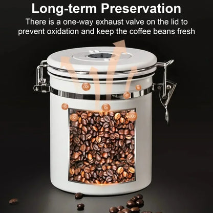 304 Stainless Steel Coffee Beans Vacuum Storage Jar with Spoon Large Capacity Airtight Container Grains Nut Keep Fresh Storage