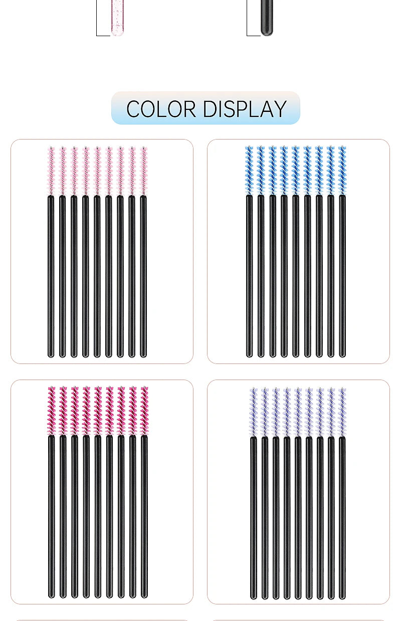 NEW 50Pcs Makeup Eyelash Brushes Disposable Crystal Eyebrow brush Diamond Handle Mascara Wand Applicator Lashes Extension Tools RELUX.STORE