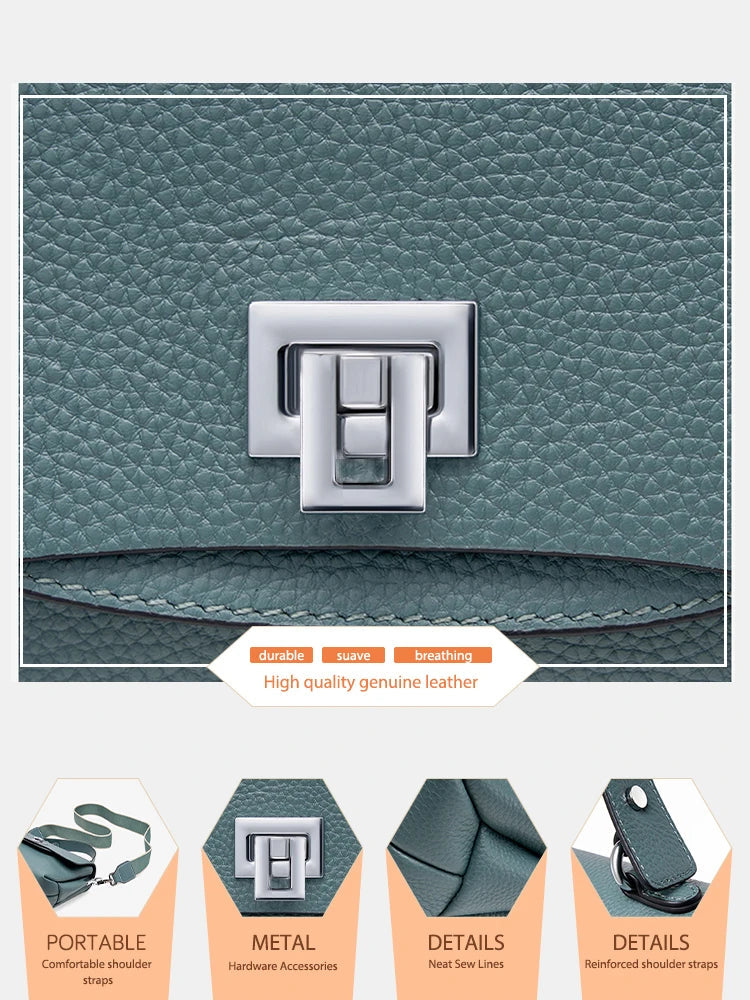Zency Women's Genuine Leather Top-Handle Bag Simple Fashion Envelope Luxury Brand Shoulder Handbag Small Crossbody for Female RELUX.STORE