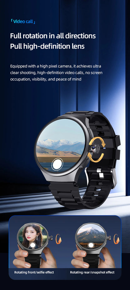 GoldenSpike 4GB+128GB Smart Watch 1.75inch Amoled Smartwatch With 180° Rotary Camera GPS Position WIFI Sim Card Slot Video Call