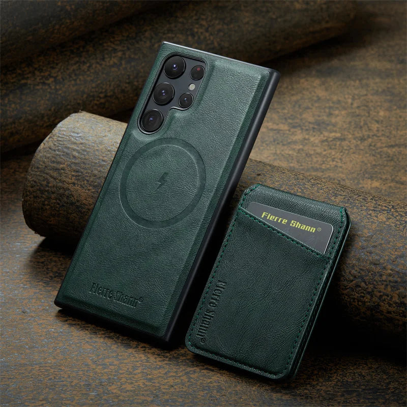 2 In 1 Magsafe Magnetic Leather Flip Phone Case for Samsung S25 S24 S23 S22 Ultra Plus FE Wallet Cover Cards Holder Pocket Cover
