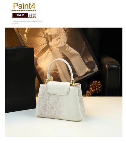 Luxury Fashion White Leather Women Handbags 2024 New Female Small Shoulder Messenger Bag Crossbody Portable Shell Bags RELUX.STORE