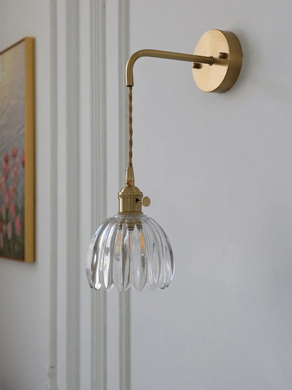 Modern Japanese Retro Floral Glass Wall Lamp Modern Simple Bedside Lamp For Bedroom Study Led Mirror Light Nordic Wall Sconce