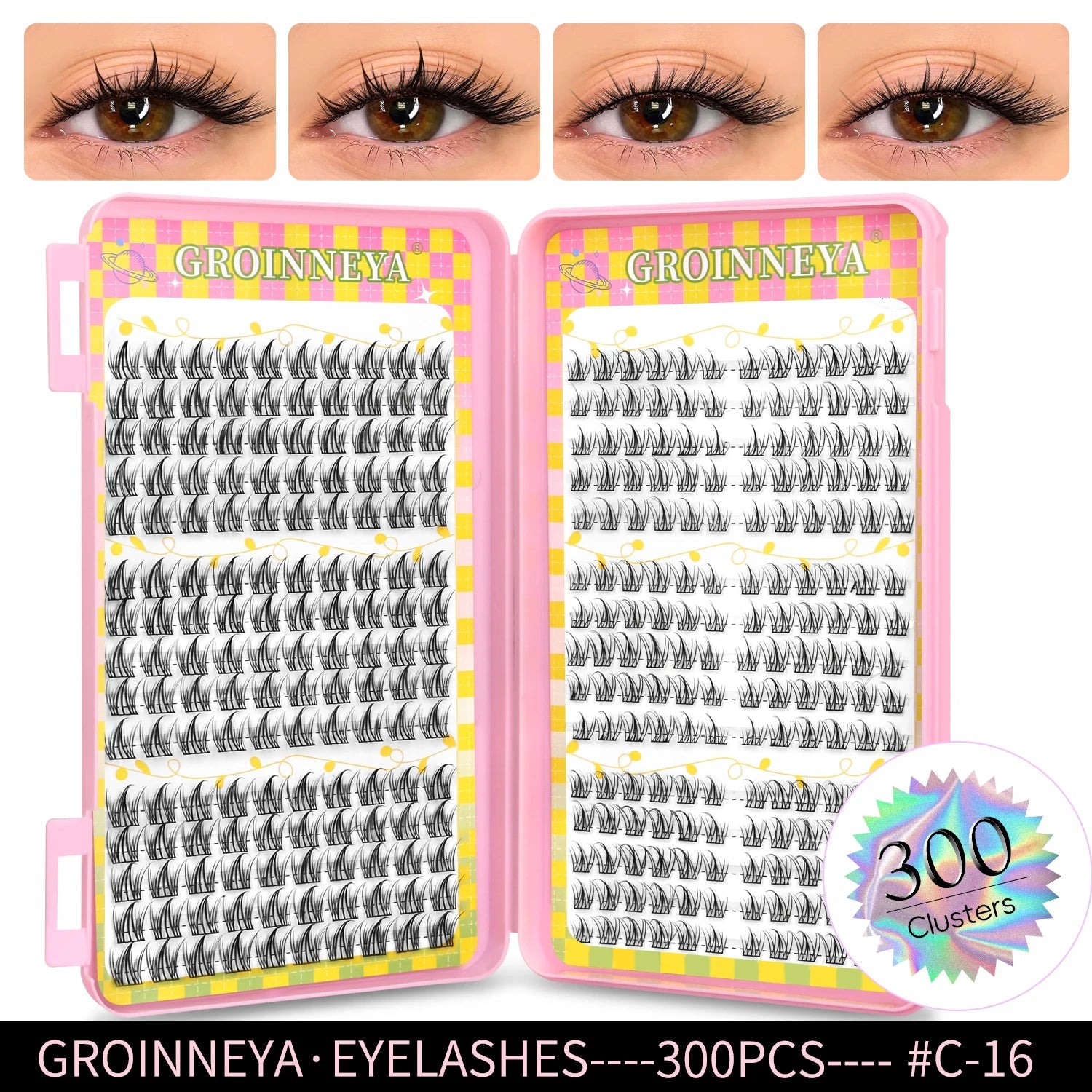 GROINNEYA Eyelashes Clusters 320 pcs Natural Eyelash extension Cluster Lashes Volume Mixed Tray Lashes Cluster Natural Lashes RELUX.STORE