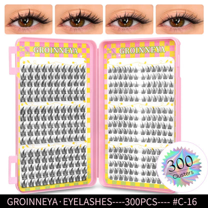 GROINNEYA Eyelashes Clusters 320 pcs Natural Eyelash extension Cluster Lashes Volume Mixed Tray Lashes Cluster Natural Lashes RELUX.STORE